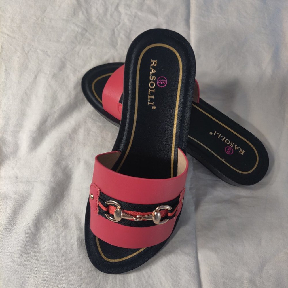Rasolli Flat Slide Sandals - Red - Medium